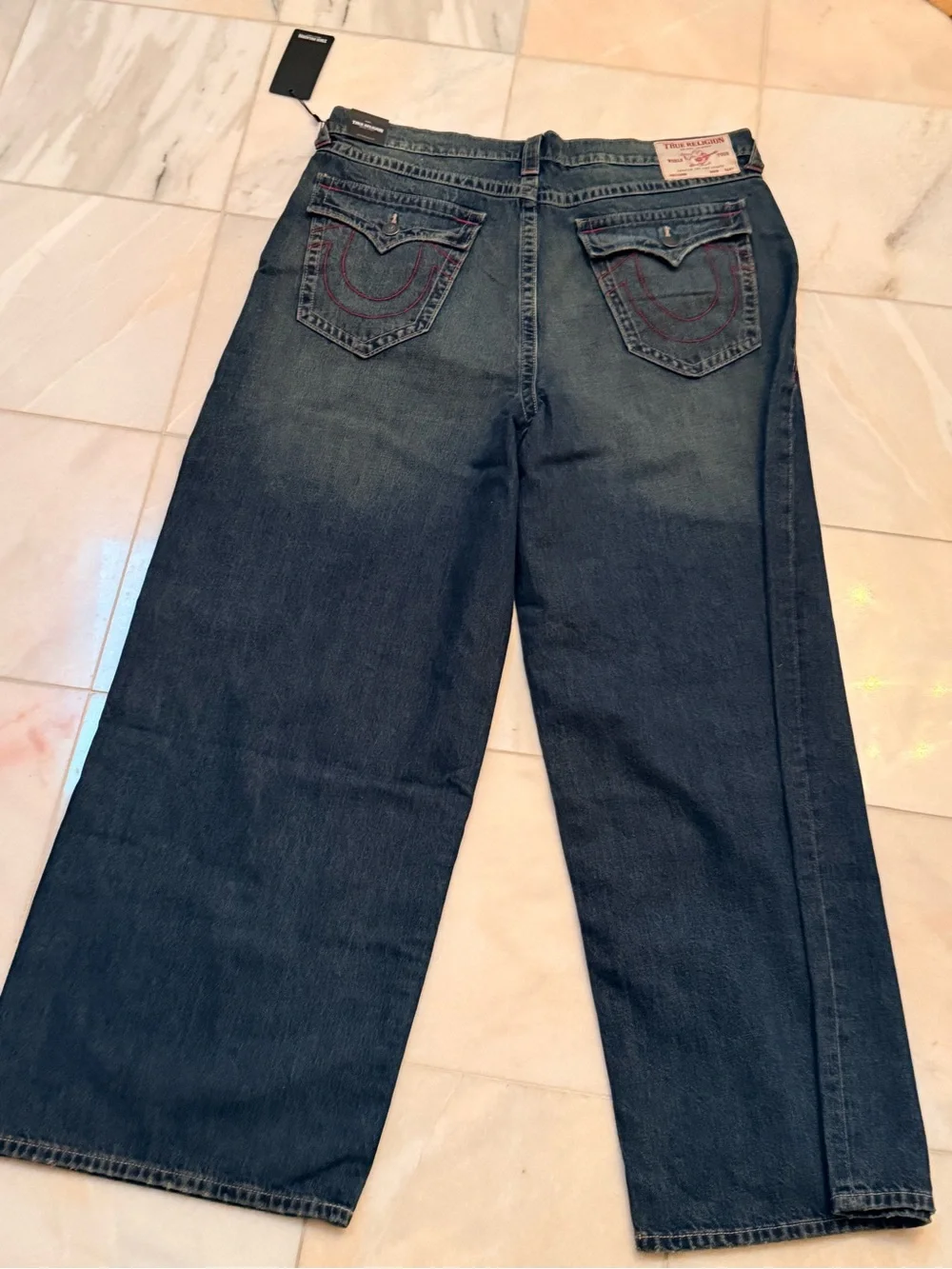 True Religion Men's Relaxed Wide-Leg Jeans in Faded Blue